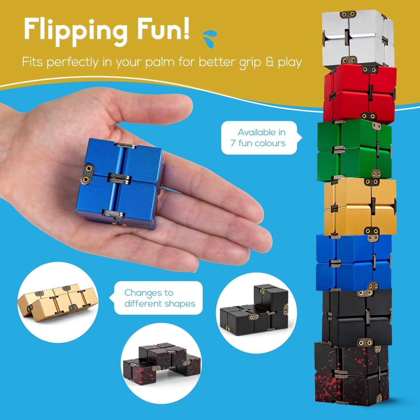 Thefube Infinity Cube Fidget Desk Toy - Premium Quality Aluminum Infinite Magic Cube with Exclusive Case, Sturdy, Heavy, Relieve Stress and Anxiety, for ADD, ADHD, OCD (Red)