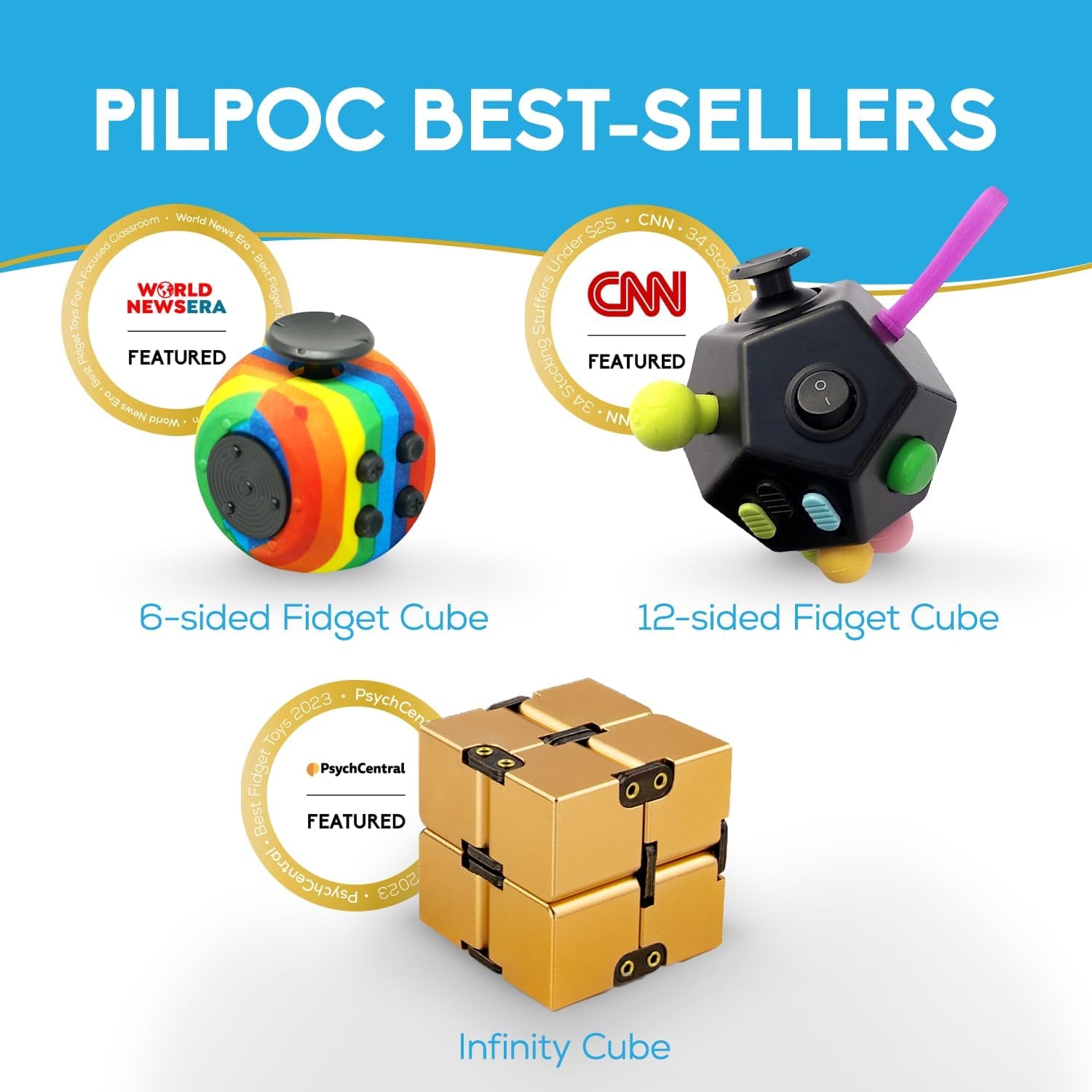 Thefube Infinity Cube Fidget Desk Toy - Premium Quality Aluminum Infinite Magic Cube with Exclusive Case, Sturdy, Heavy, Relieve Stress and Anxiety, for ADD, ADHD, OCD (Black)