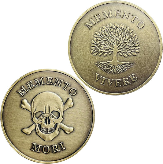 Memento Mori Coin, Momento Mori Coin for Daily Stoic Practice,Memento Vivere,Stoic Reminder Token Skull Challenge Coin,Yes No Coin,Decision Maker Coin,Edc Coin,Worry Coin,Lucky Coin,Stoicism Gifts