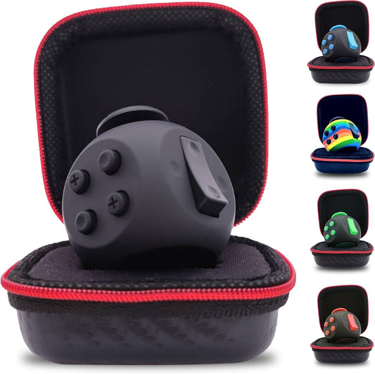 Thefube Fidget Cube - Deluxe Authentic Fidget Toys for Adults & Kids - Premium Protective Case, Stress Cube, Anxiety Toys, ADHD, OCD, Autism. Quiet Sides & Fidget Clicker Toy (Black)