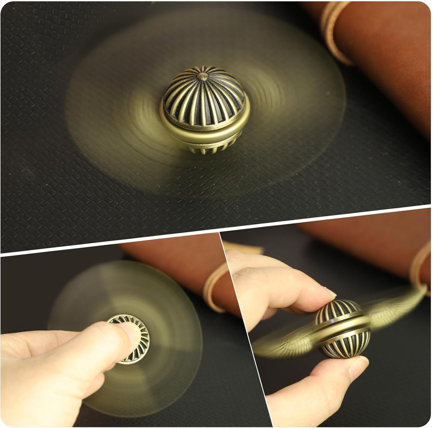 Brass Fidget Spinner Magic Orb Anxiety Toy for Kids Adults, Stress Relief Spin Fidget Hand Bearing Tri Spinner, Cool Ball Fingertip Gyro Spinning Top Novelty Gift for Xmas Valentine'S Day(1Pcs)