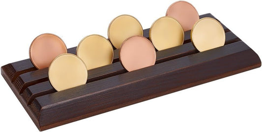 Challenge Coins Display Holder, 3 Rows Wood Coin Display Cases Coin Storage Shelf Military Coin Holder Rack for Collectors, Gift, Coin Display, Black, 25X10X1.8Cm