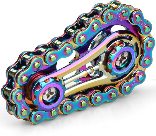Cool Fidget Chain Fidget Spinners for Kids Adults, Metal Handheld Gadget Kinetic Desk Toy Finger Hand Spinner Fingertip Gyro, Hand Rollor Bike Chain