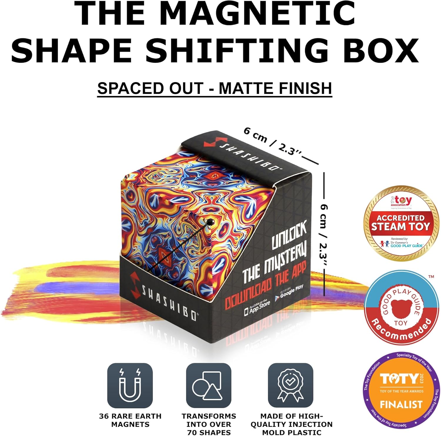 Shape Shifting Box - Award-Winning, Patented Fidget Cube W/ 36 Rare Earth Magnets - Transforms into over 70 Shapes (Spaced Out)