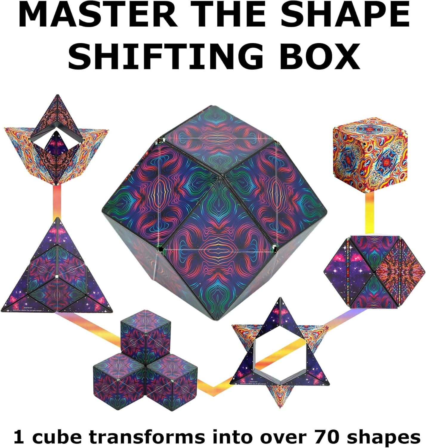 Shape Shifting Box - Award-Winning, Patented Fidget Cube W/ 36 Rare Earth Magnets - Transforms into over 70 Shapes (Spaced Out)