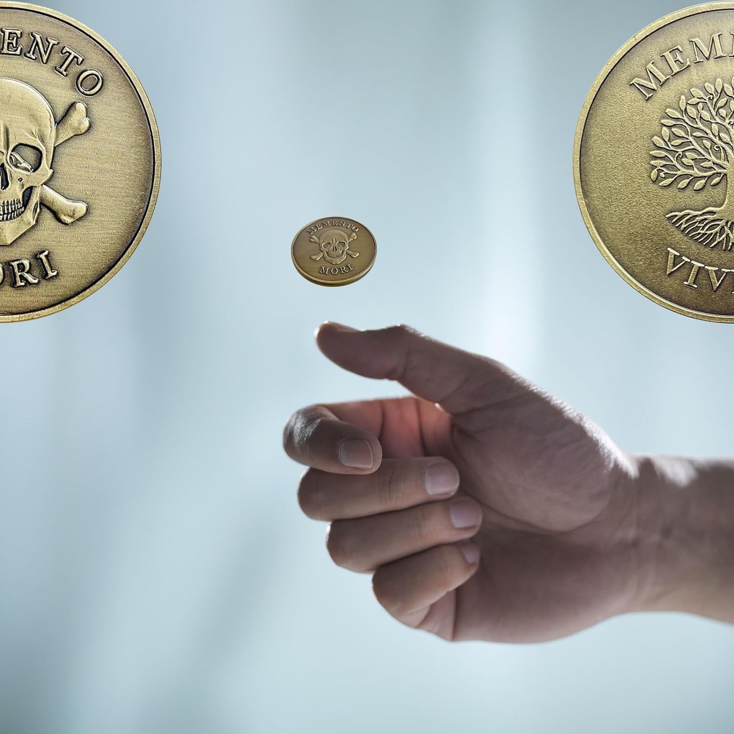 Memento Mori Coin, Momento Mori Coin for Daily Stoic Practice,Memento Vivere,Stoic Reminder Token Skull Challenge Coin,Yes No Coin,Decision Maker Coin,Edc Coin,Worry Coin,Lucky Coin,Stoicism Gifts