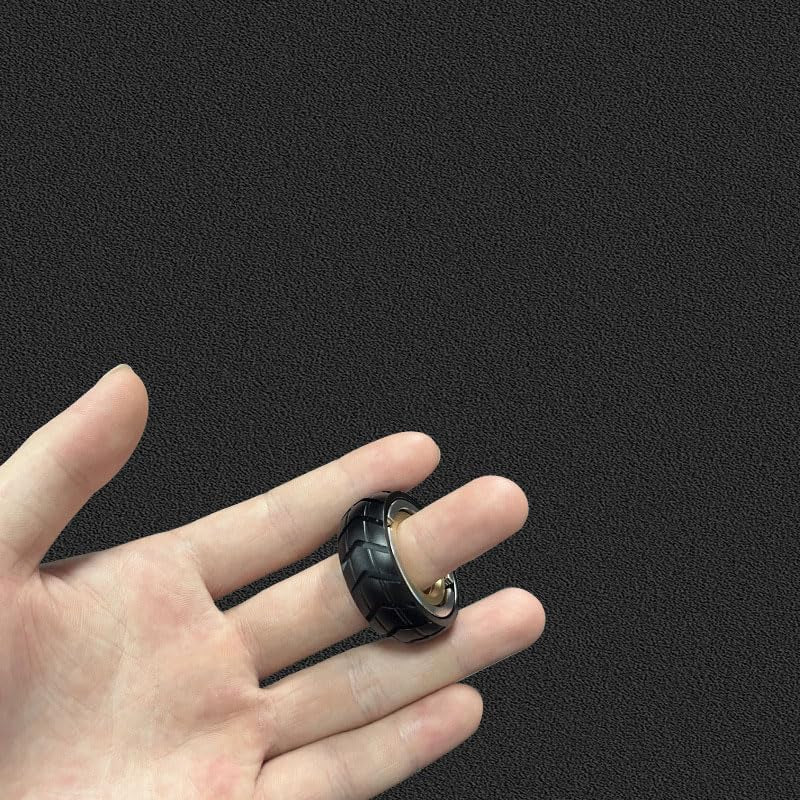 Decompression Toy Dual Function Stainless Steel Motorcycle Tire Fidget Ring Spinner Rings for Motorcycle Tire Fidget Ring Fingertip Gyro Decompression Artifact Magnetic Rings Fidget Toy (Silver)
