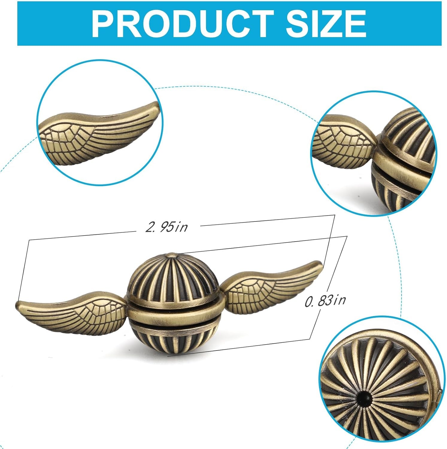 Brass Fidget Spinner Magic Orb Anxiety Toy for Kids Adults, Stress Relief Spin Fidget Hand Bearing Tri Spinner, Cool Ball Fingertip Gyro Spinning Top Novelty Gift for Xmas Valentine'S Day(1Pcs)