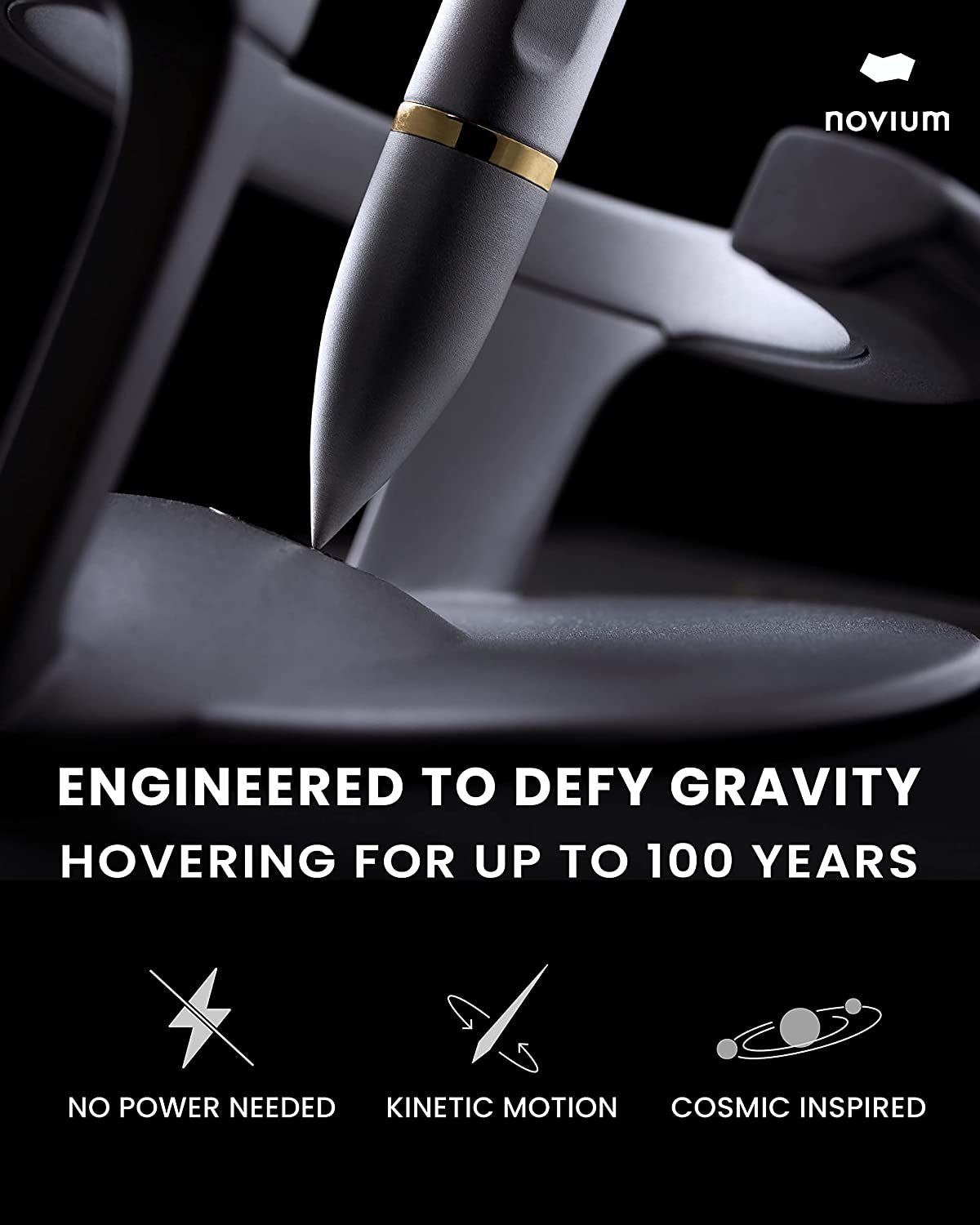 Hoverpen Interstellar Edition - Futuristic Luxury Pen Made with Aerospace Alloy, Unique Aesthetic, Free Spinning Executive Pen, Best Boss Gifts for Women & Men (Starlight Silver)