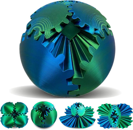 Impossible Gearsphere, 3D Printed Gear Sphere - the Steampunk Whirling Wonder Fidget Gear Ball, Gearsphere Cube Fidget Toy for Office and Home, Stress Relief Cool Stuff Toys Gift for 3+ Age Kids Adult