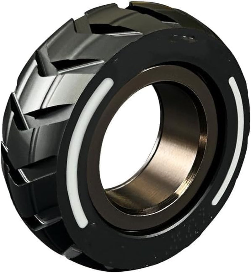 Decompression Toy Dual Function Stainless Steel Motorcycle Tire Fidget Ring Spinner Rings for Motorcycle Tire Fidget Ring Fingertip Gyro Decompression Artifact Magnetic Rings Fidget Toy (Silver)
