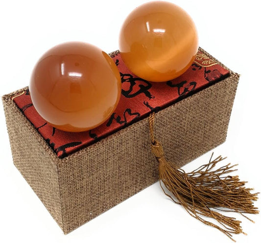 Artificial Tiger Eye Crystal Gemstone Quartz Chinese Health Stress Exercise Baoding Balls